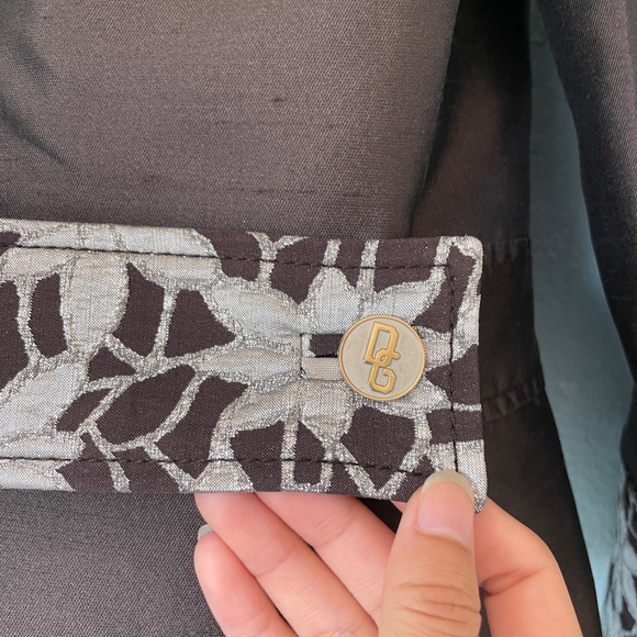 dolce & gabbana floral metallic button up jacket. brown silver silk logo blazer - Picture 7 of 9